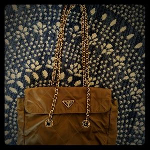 Brown Prada Handbag w/ Gold Chain Straps